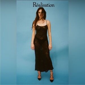 Realisation x Devon Lee Alana Velvet Devoré Maxi Dress Luna Butterfly Small EUC